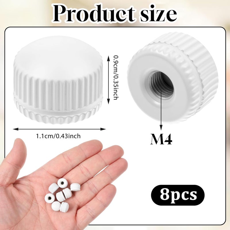 Fyntave 8 Pcs Screw Caps for Light Fixture M4 Lamp Knob Nuts White Cap Nut Ceiling Light Screw Cap Cover Lamp Shade Holder Replacement Nut Screw Knob Lamp Finals Decorative Hardware - Image 2